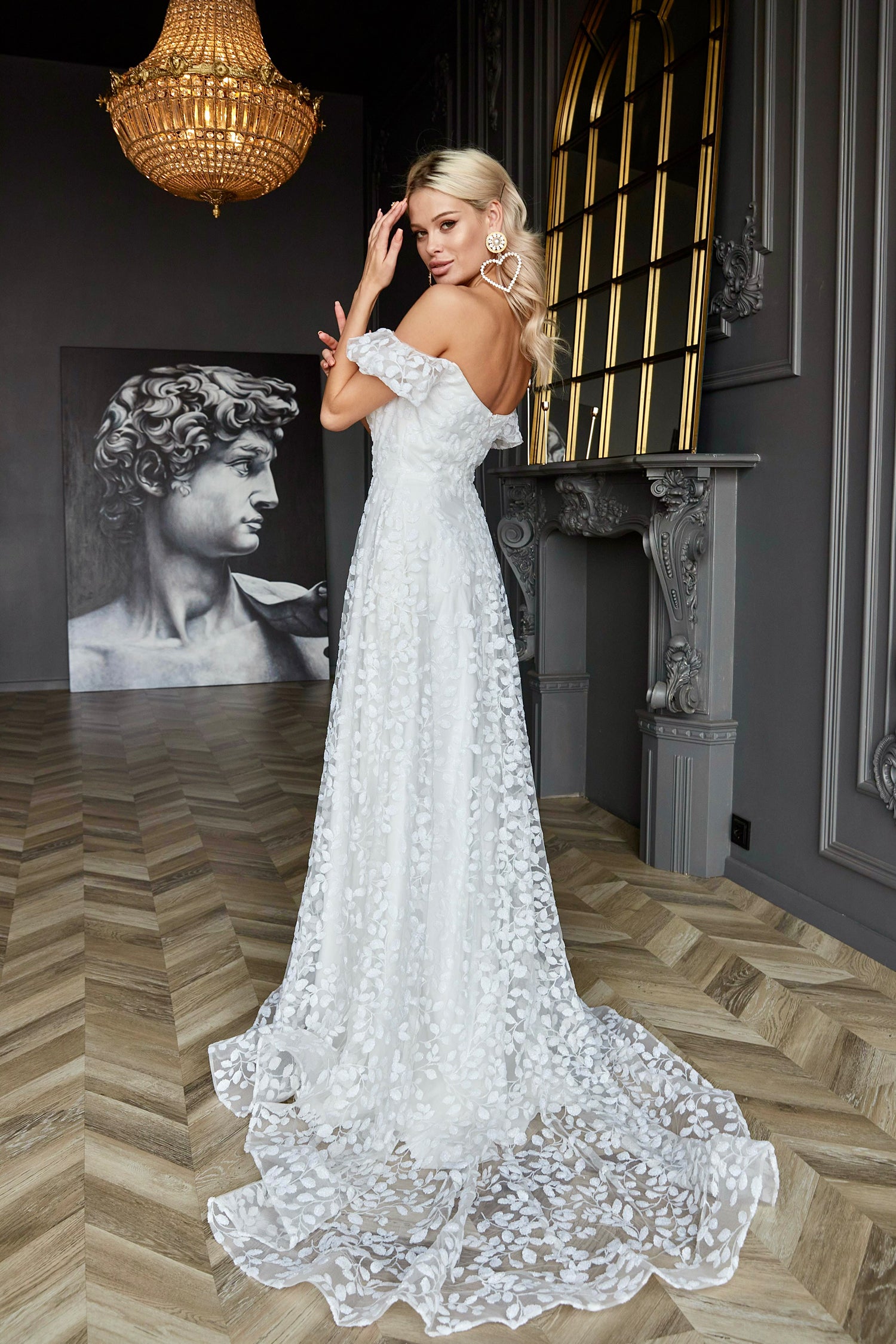 Wedding Dresses Long Glitter Sequin Wedding Dress Off White