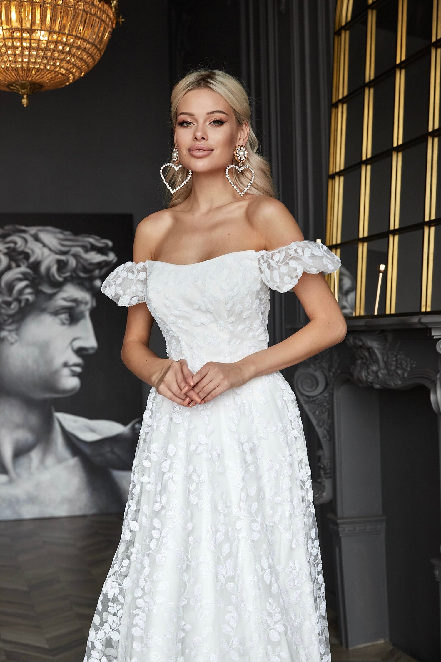 Wedding Dresses Long Glitter Sequin Wedding Dress Off White