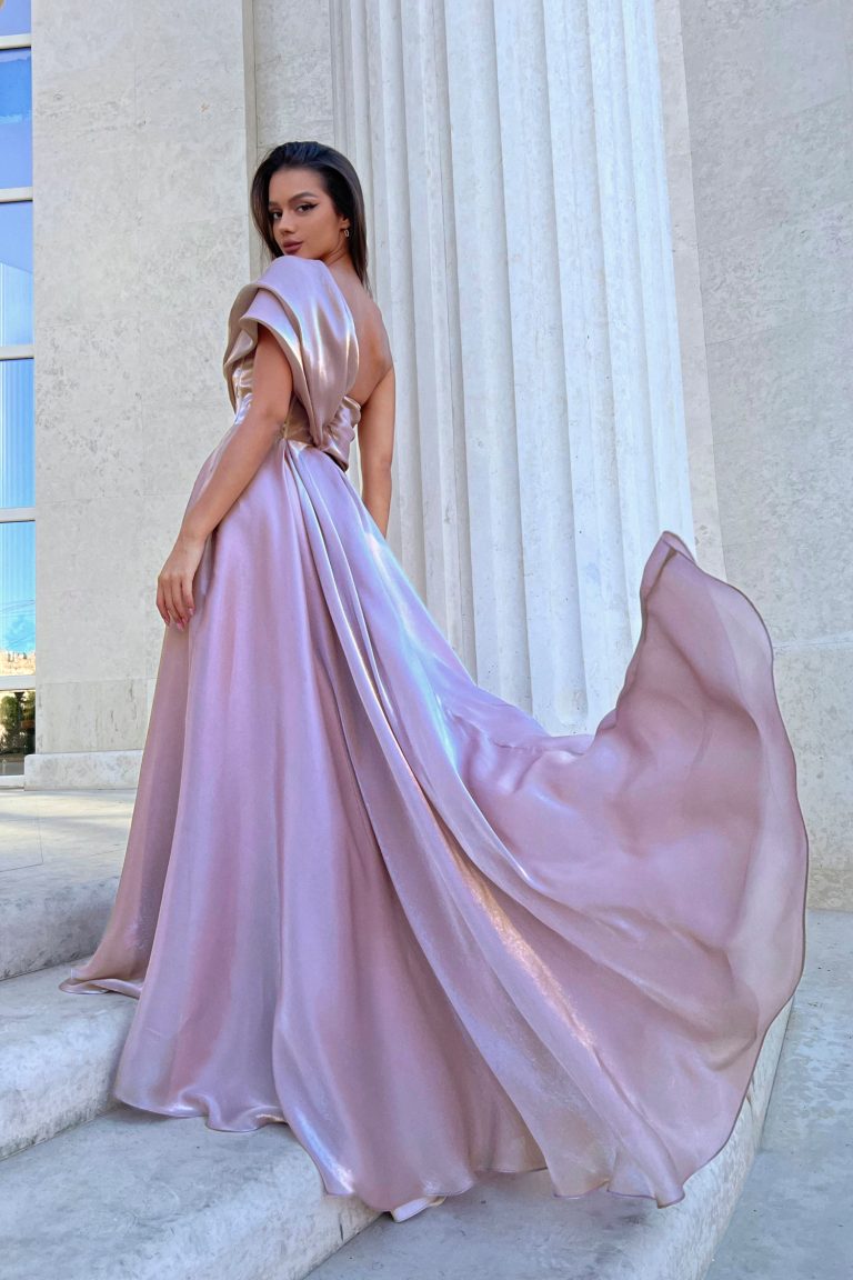 One-Shoulder Floor-Length Satin Formal A-Line Gown - Tina Holly TYTK055