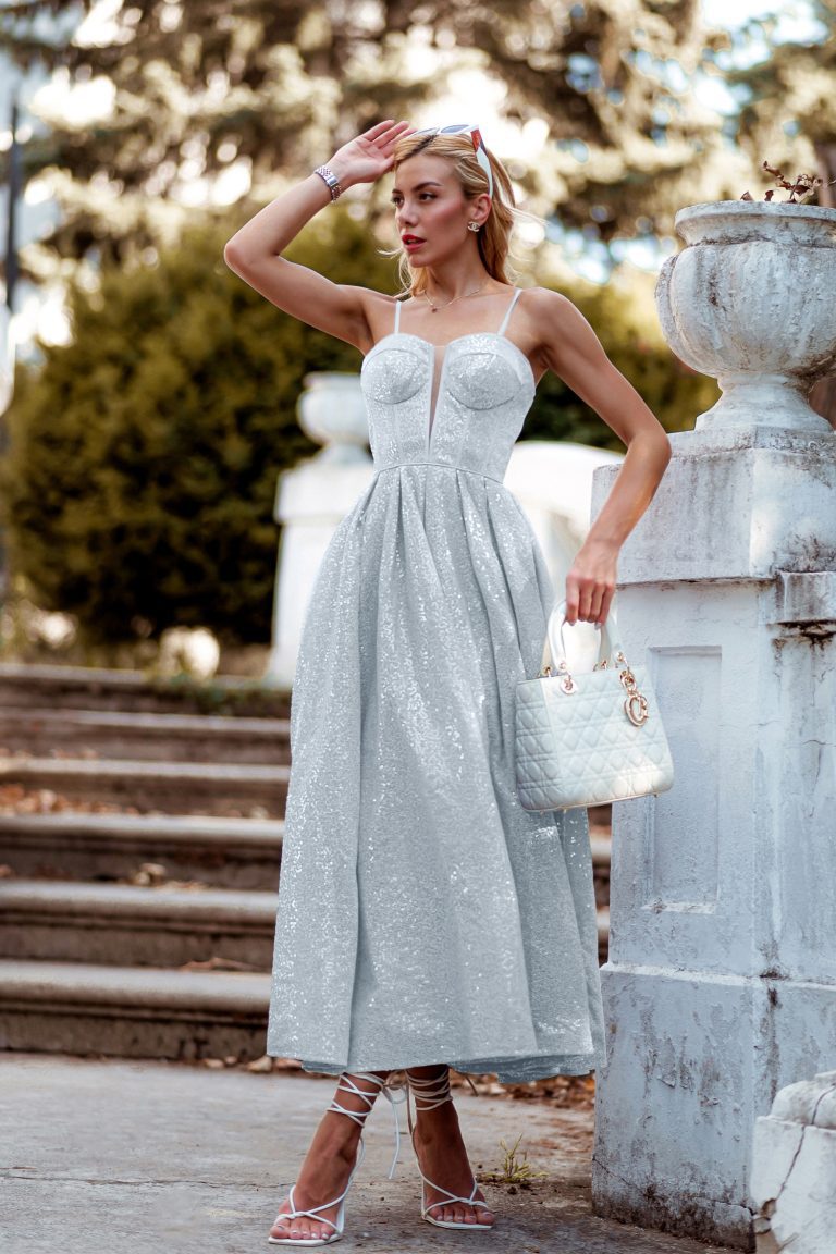 Sweetheart Tea-Length Sequin Formal A-Line Dress - Tina Holly TYTK312