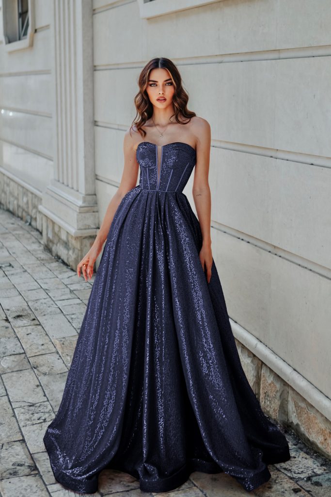 Strapless Floor-Length Sequin Formal Ball Gown Tina Holly TK313