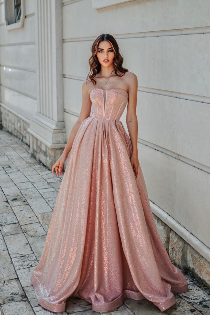 Strapless Floor-Length Sequin Formal Ball Gown Tina Holly TK313
