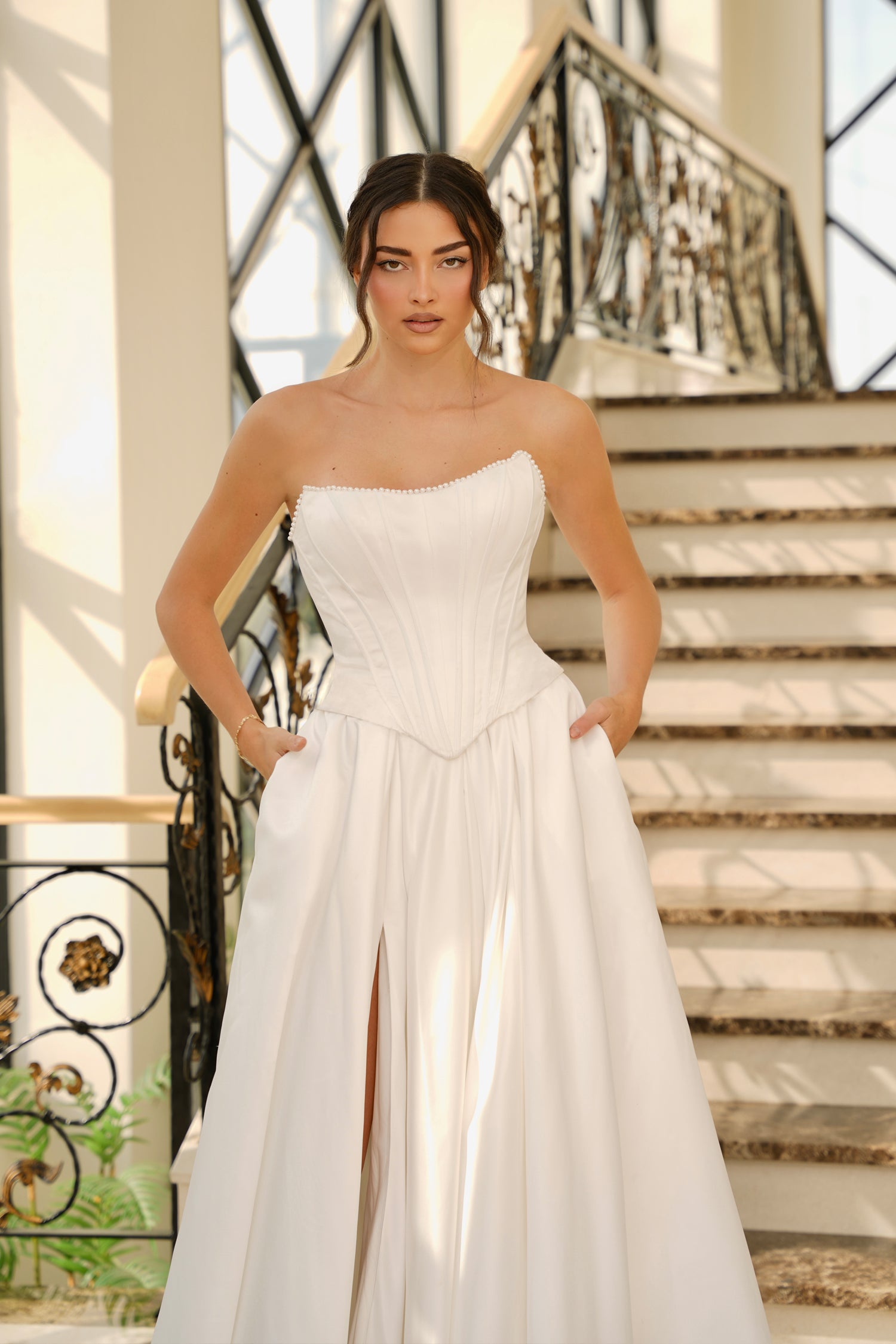 Wedding Dresses Long Bridal A Line Wedding Dress Tina Holly TK803 Off White