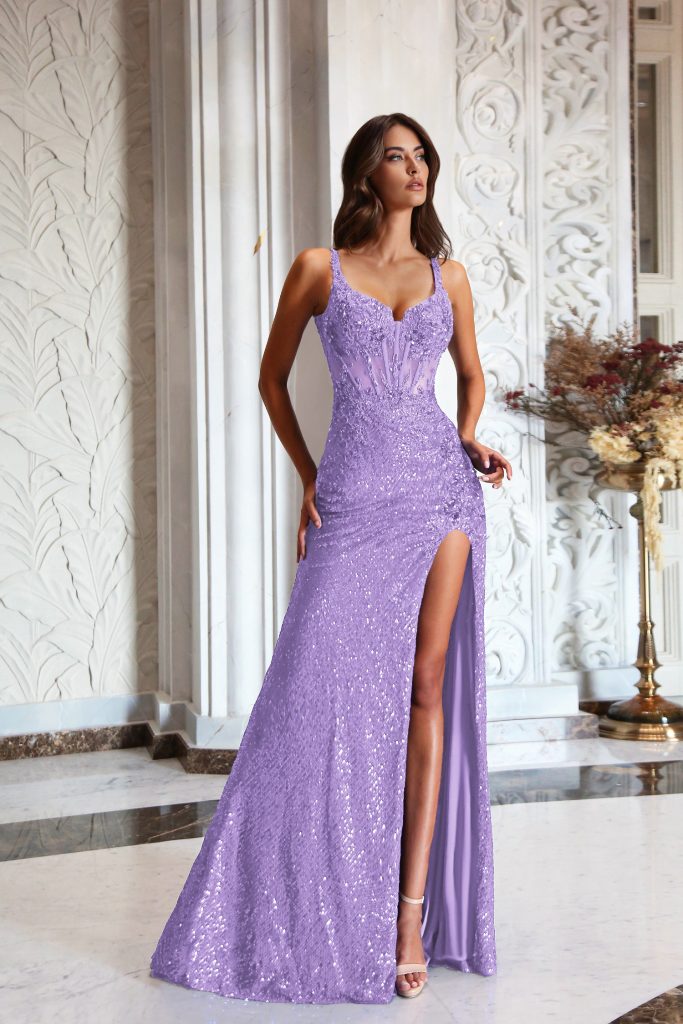 Prom Dresses Long Formal Sequin Prom Dress Lilac