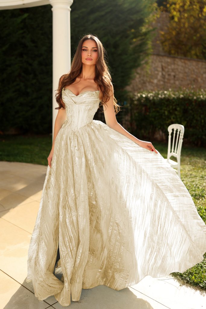 Strapless Floor-Length Glitter Tulle Formal Ball Gown Tina Holly TZ601