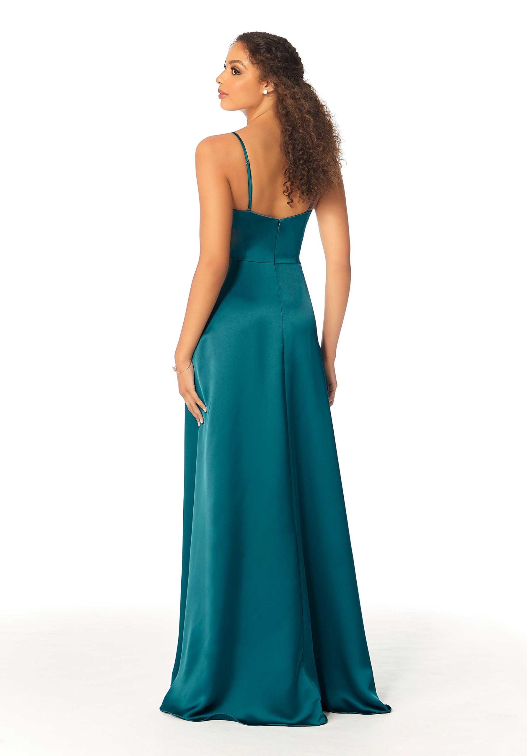 Formal Dresses Long Formal Evening A Line Dress Teal-Satin-21813-Cowl