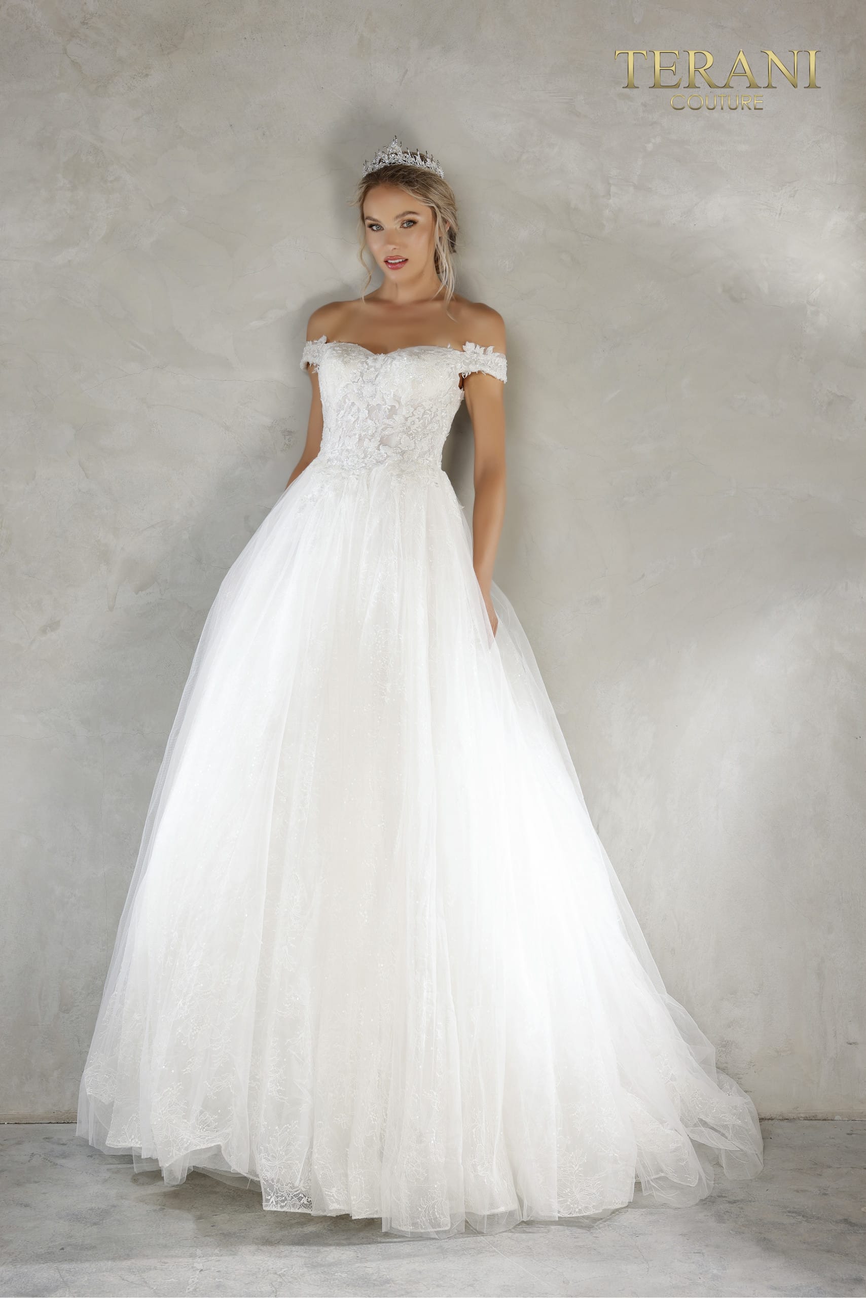 Terani Couture Off Shoulder Wedding Dress 2215P0034 - The Dress Outlet