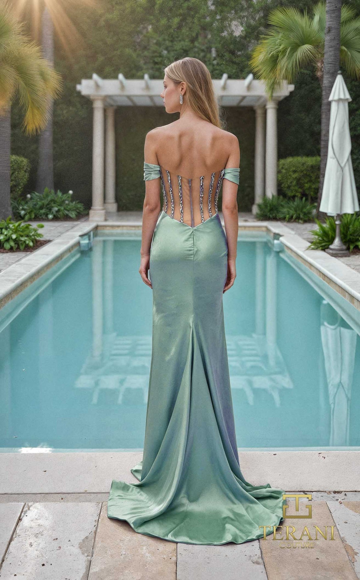 Prom Dresses Long Fitted Corset Formal Prom Dress PISTACHIO NUDE