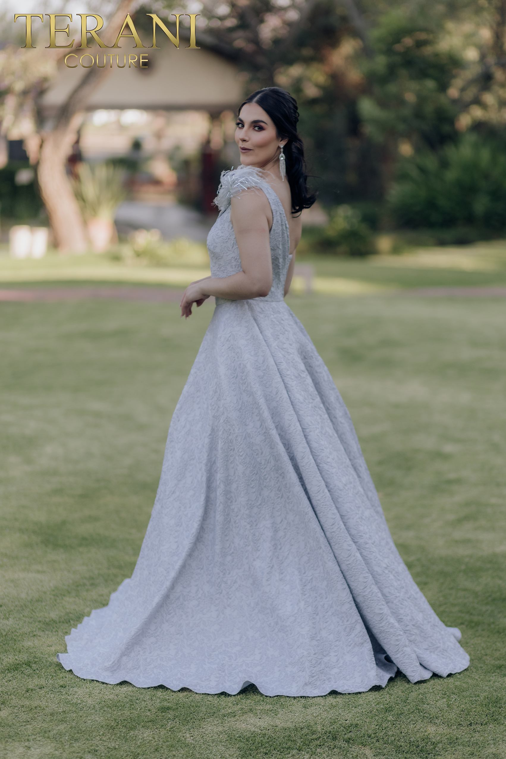 Prom Dresses Long Formal Prom Feather Ball Gown Silver