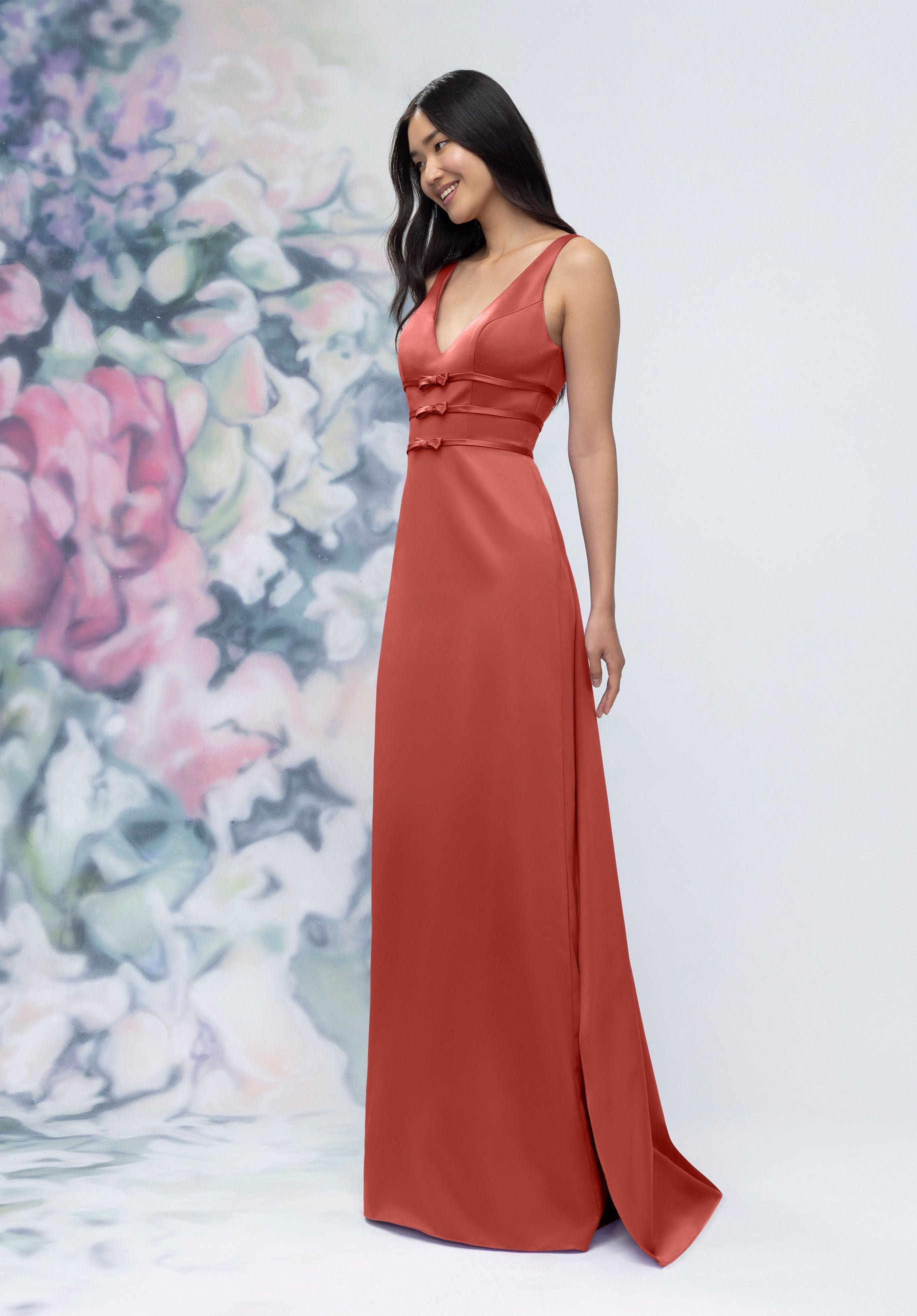 Formal Dresses Formal Long Slit Dress Terra Cotta-Satin-3030013-Train