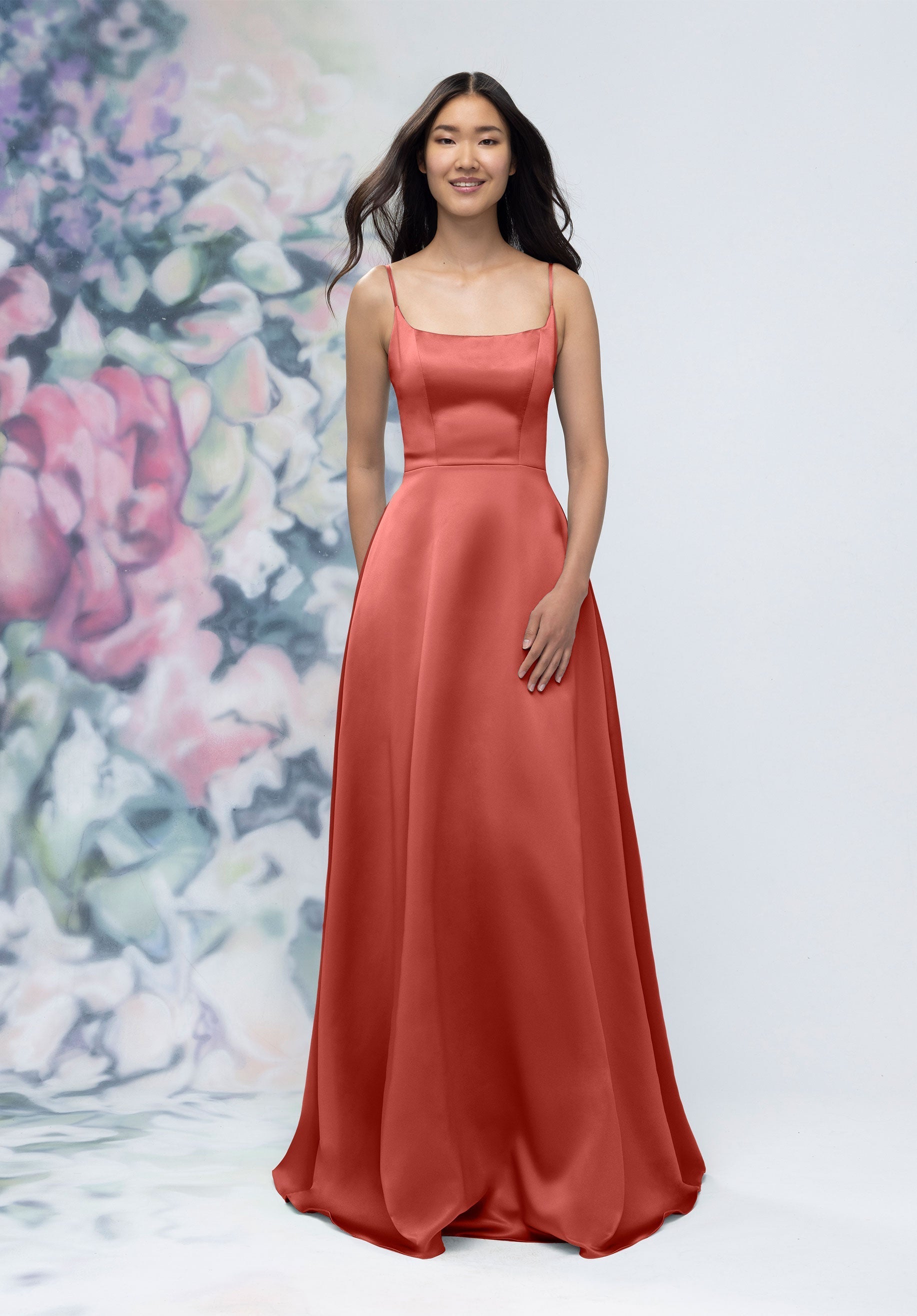 Formal Dresses A Line Formal Long Gown Terra Cotta-Satin-3030017-A Line