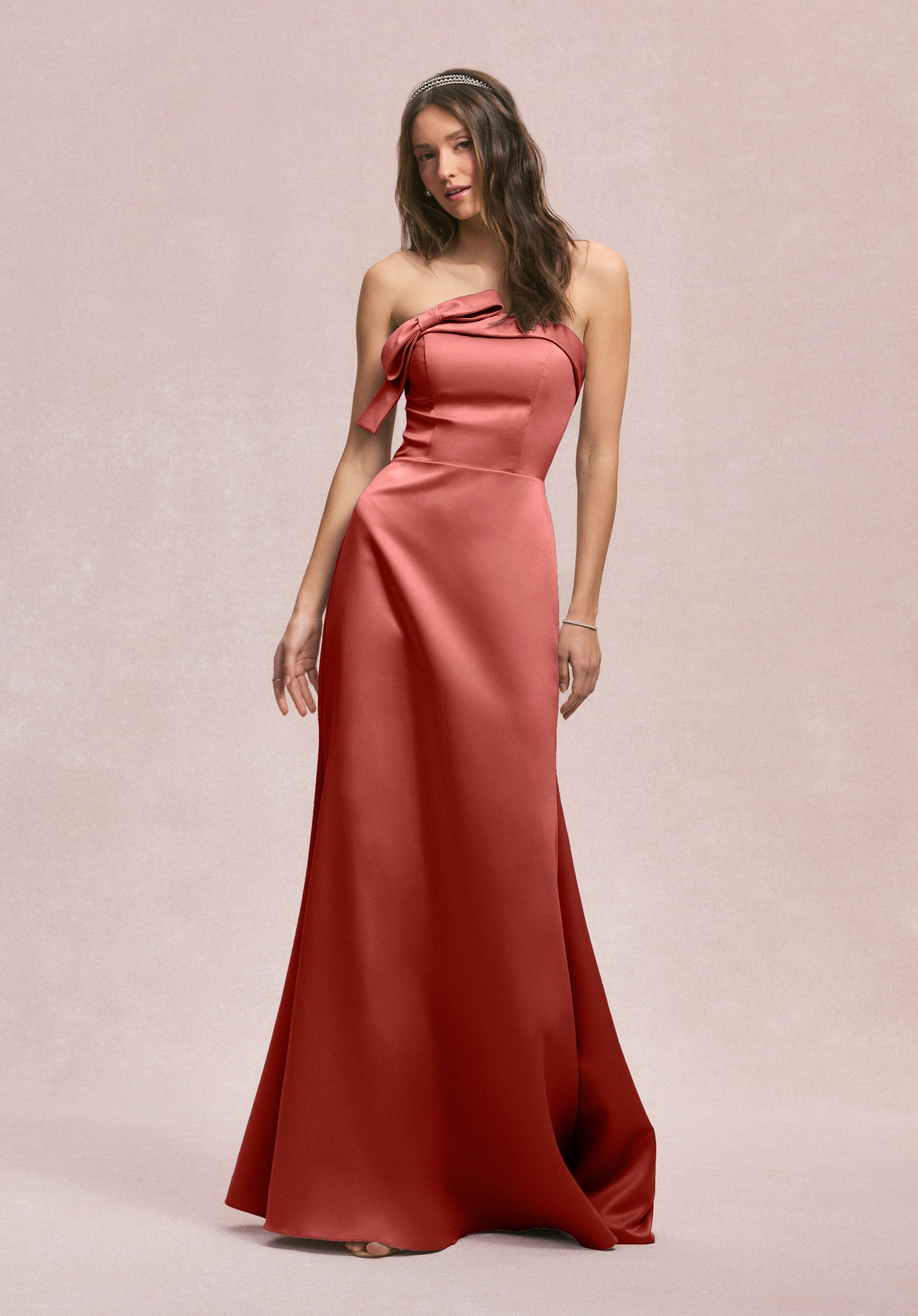 Formal Dresses Evening Long Formal Fitted Dress Terra Cotta-Satin-31246-Fitted