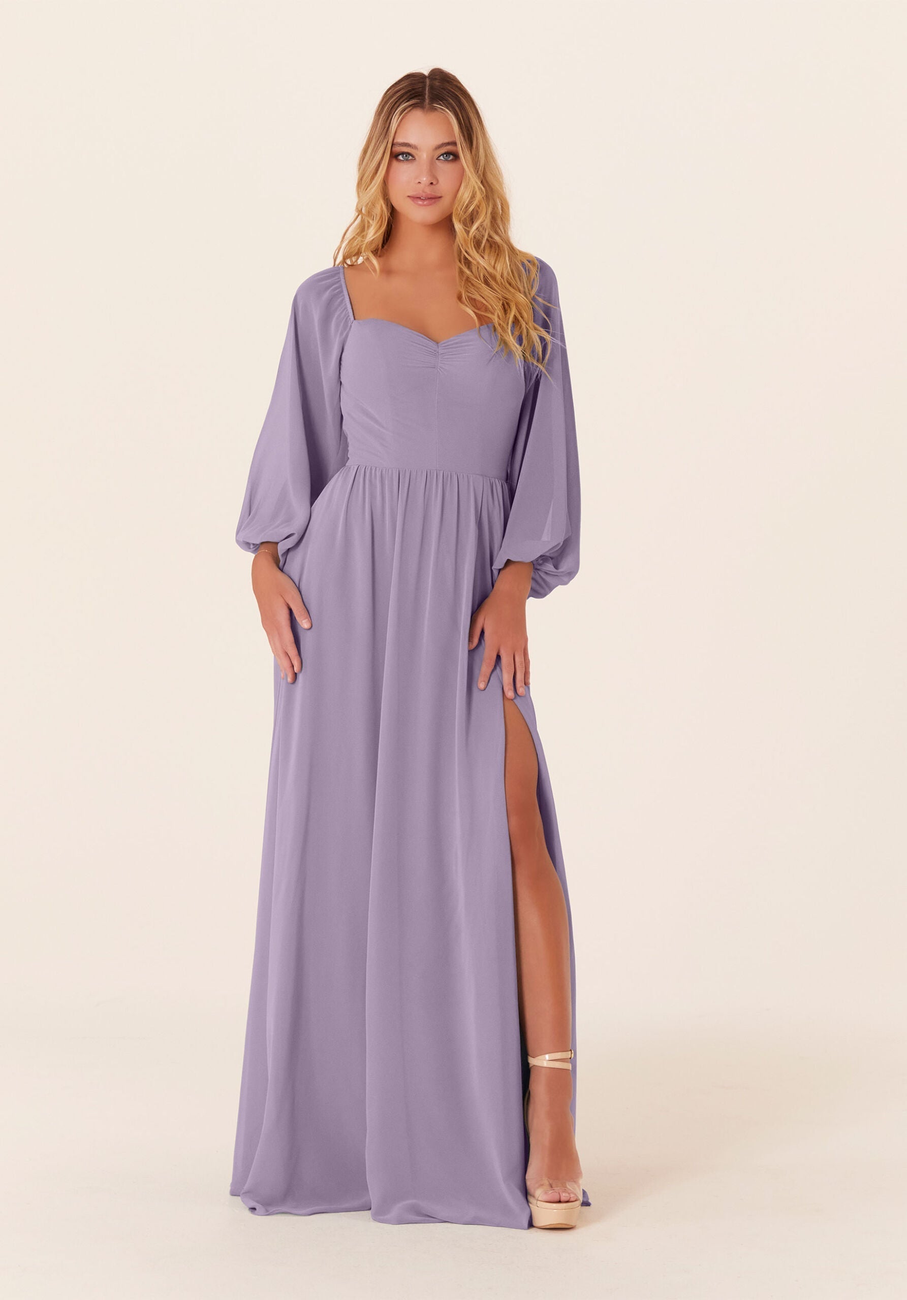 Mother of the Bride Dresses Formal Long Sleeve Mother of the Bride Dress Violet-Chiffon-21830-Pleated