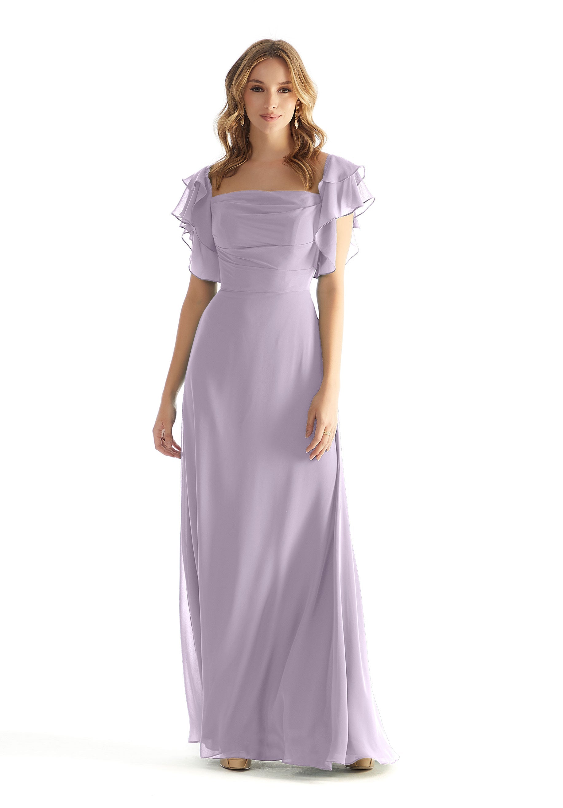 Formal Dresses Ruffle Formal Long Dress Violet-Chiffon-31227-Ruffle