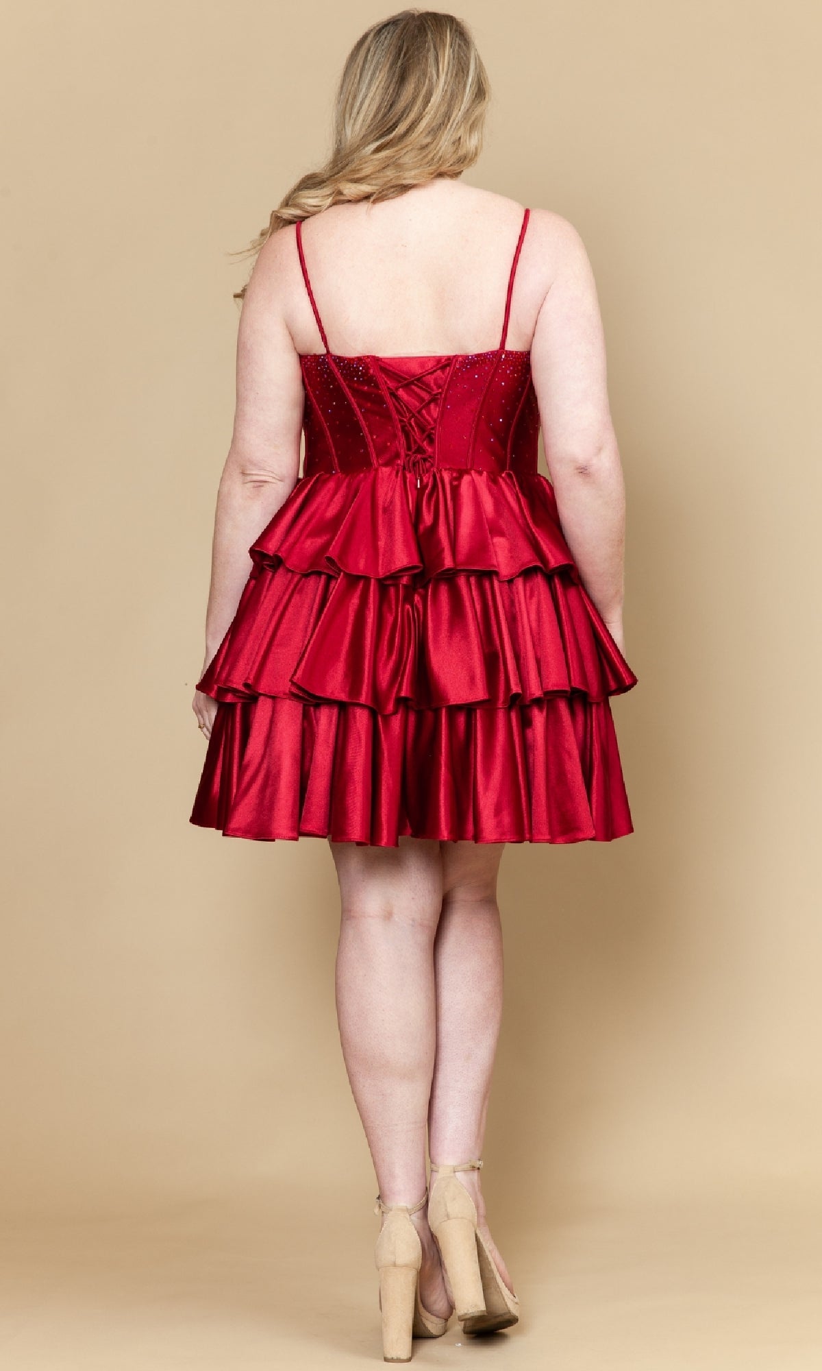Sweetheart Mini Short Satin Cocktail Fit & Flare Poly USA W1192