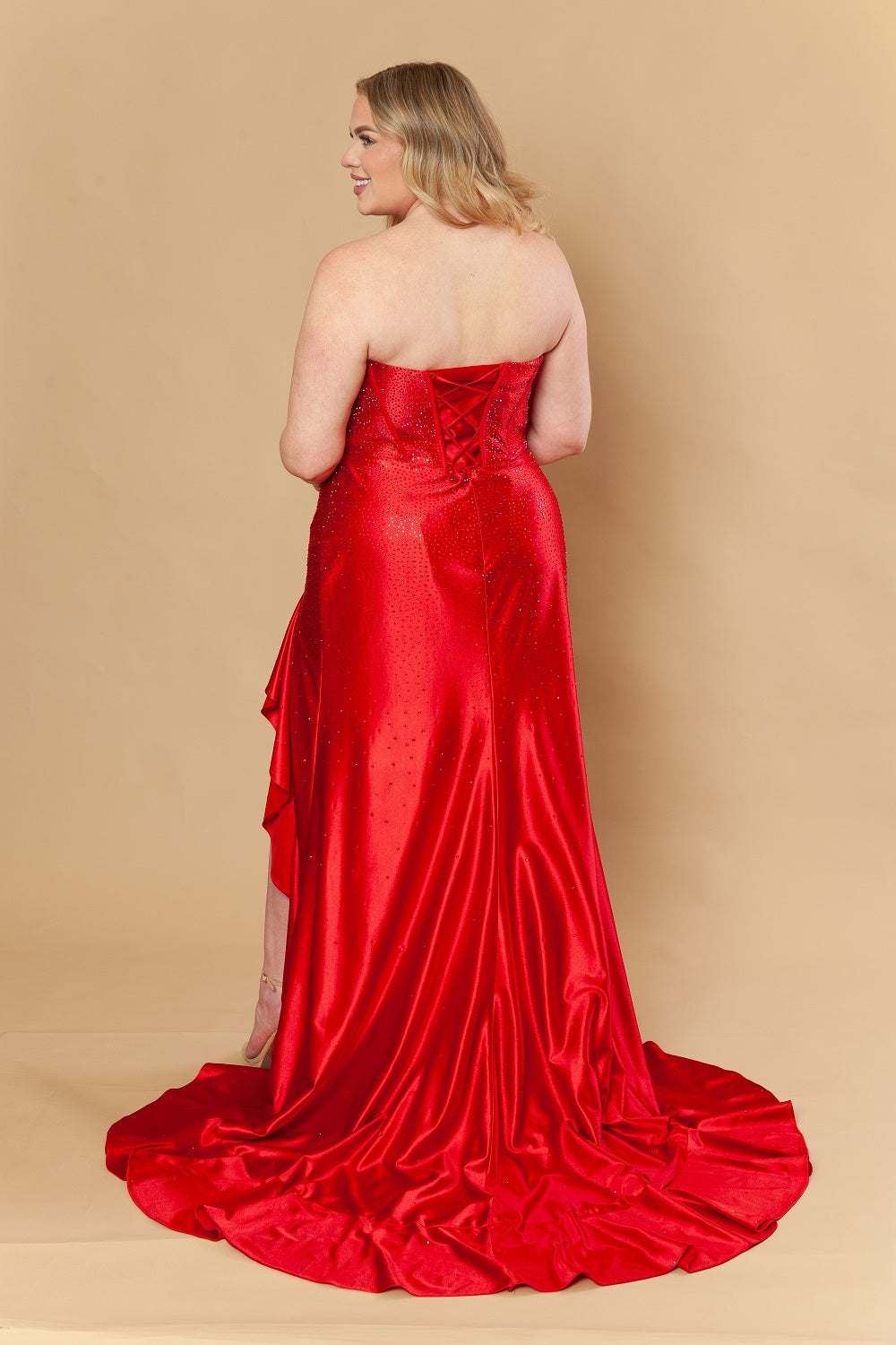 Strapless Straight Neck Floor-Length Satin Prom Sheath Column Poly USA W1238