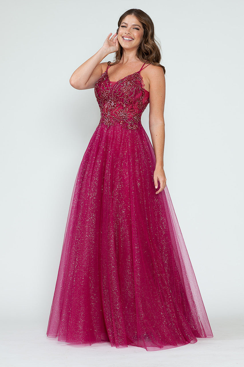 Prom Dresses Long Beaded Sequin Formal Prom Dress Lenovia 8183 Wine-Tulle-8183-Beaded
