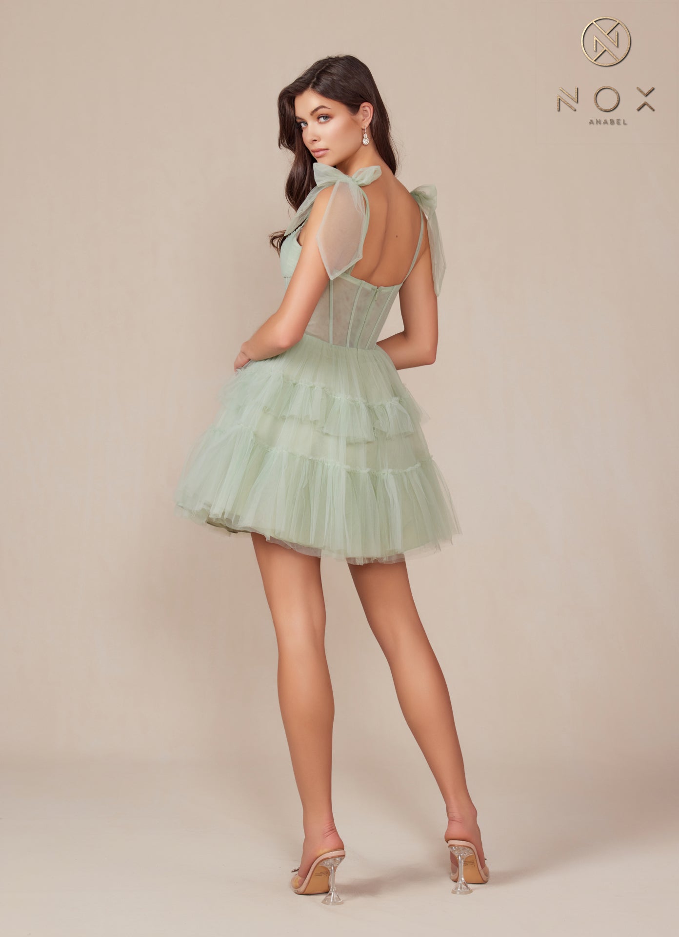 Cocktail Dresses Homecoming A Line Tiered Cocktail Dress Sage Green