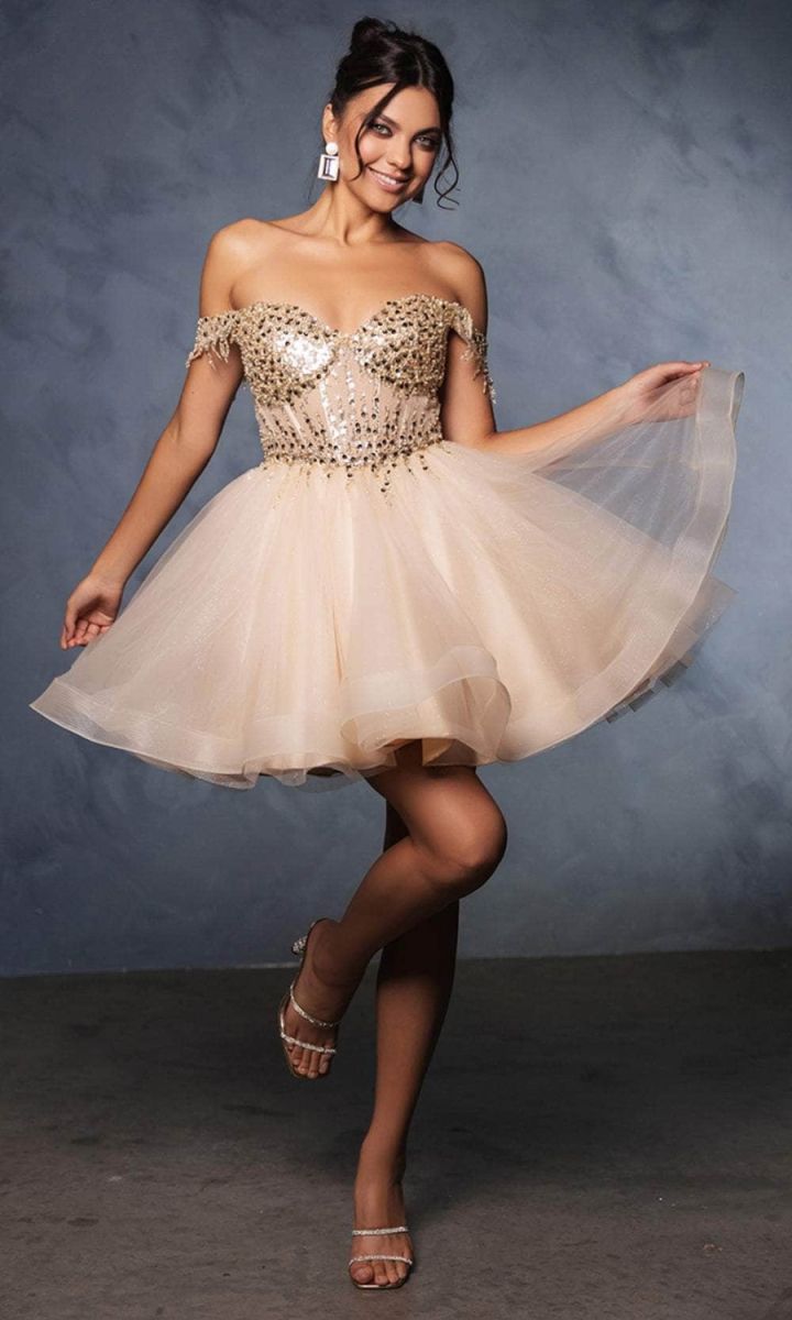 Off-the-Shoulder Mini/Short Tulle Cocktail A-Line May Queen 2129