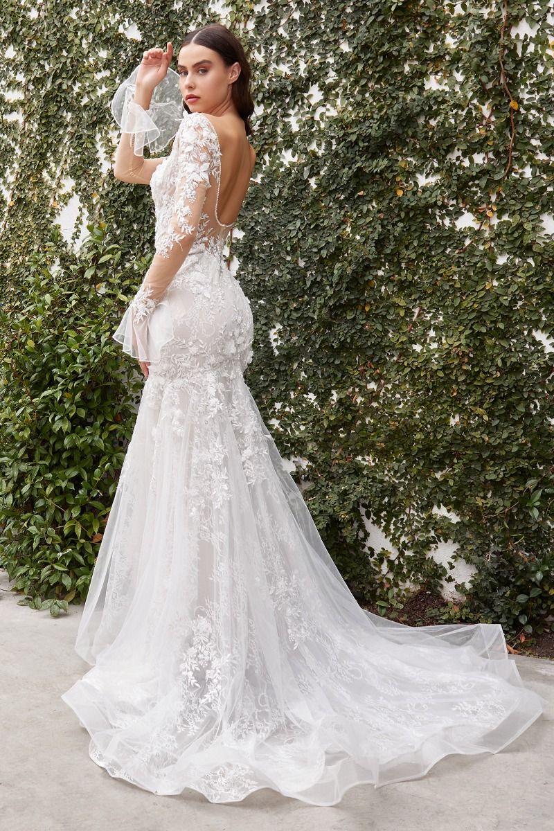 Wedding Dresses 3D Floral Lace Applique Corset Bridal Wedding Dress Off White Nude