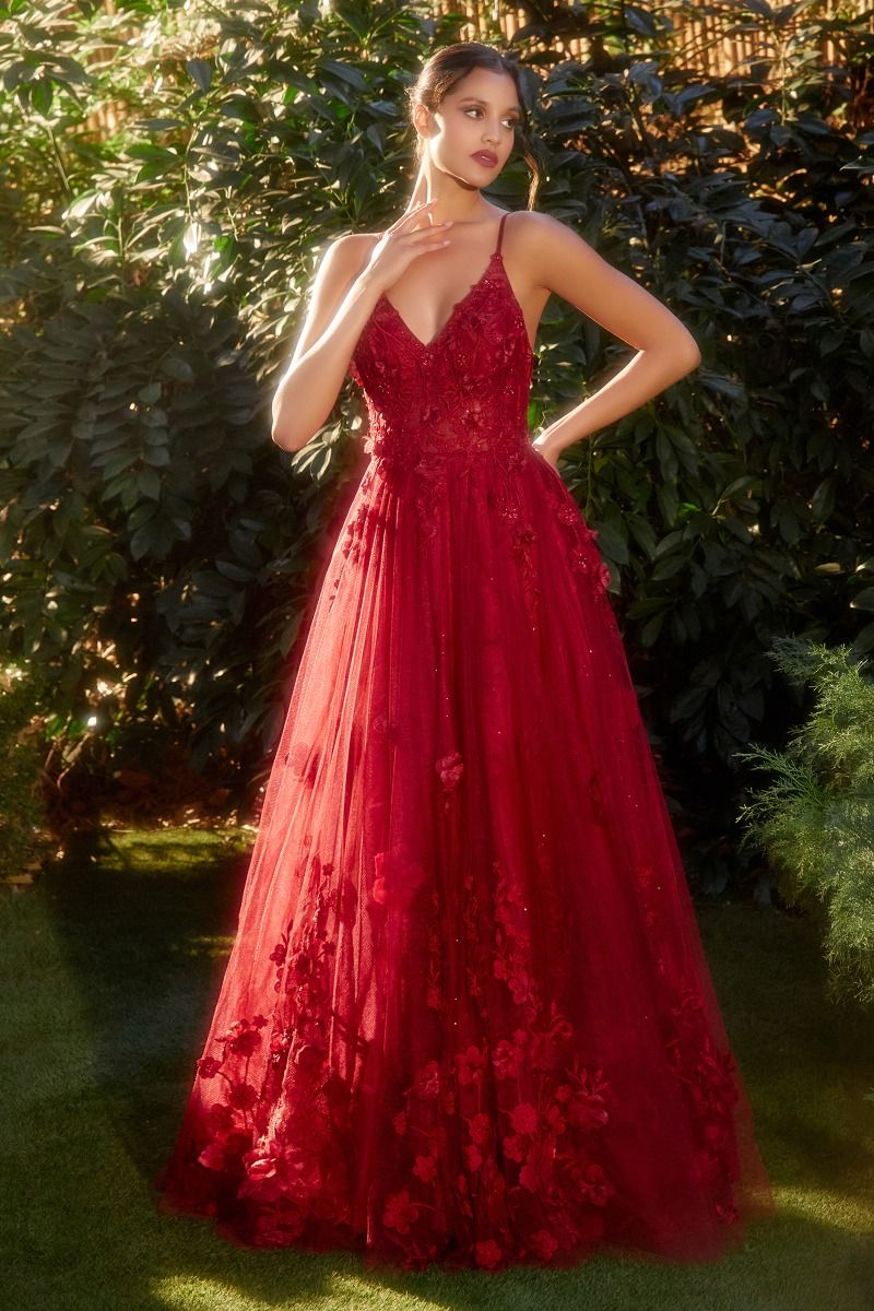 Andrea & Leo A1326 Long Floral A Line Formal Prom Dress