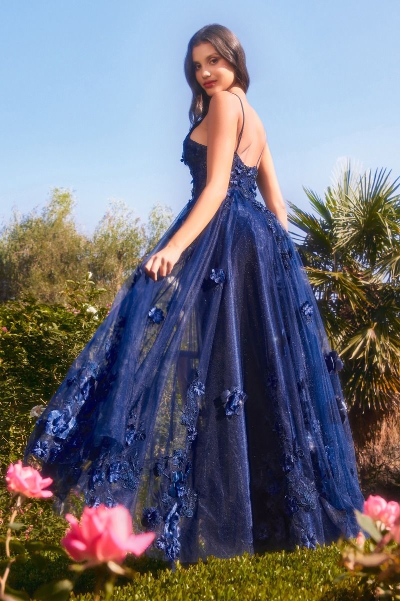 Andrea & Leo A1326 Long Floral A Line Formal Prom Dress