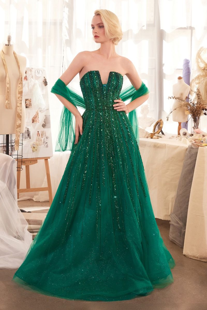 Prom Dresses Long Fitted Ombre Beaded Formal Prom Dress Emerald
