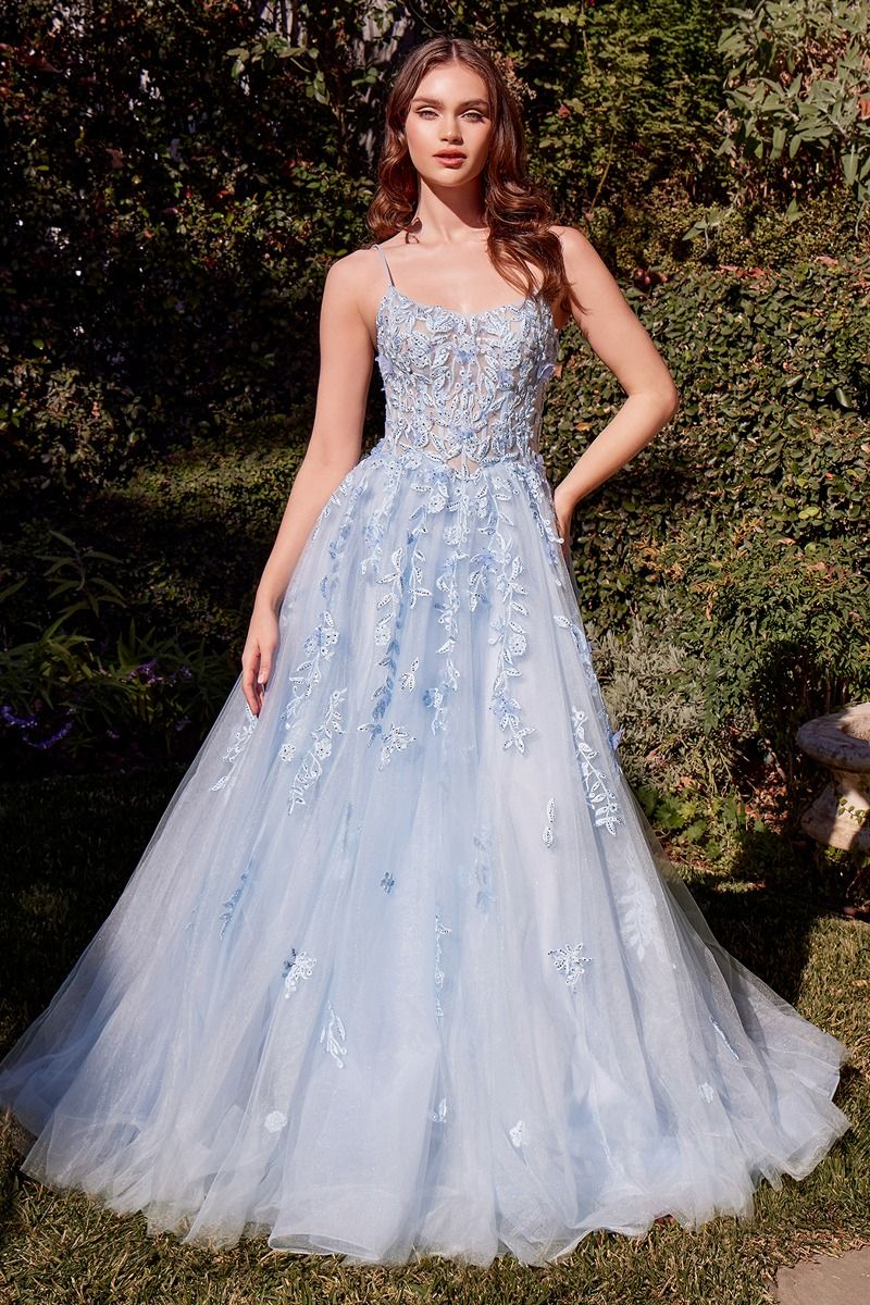 LT Blue Andrea Leo A1437 Long Layered Formal Prom A Line Dress