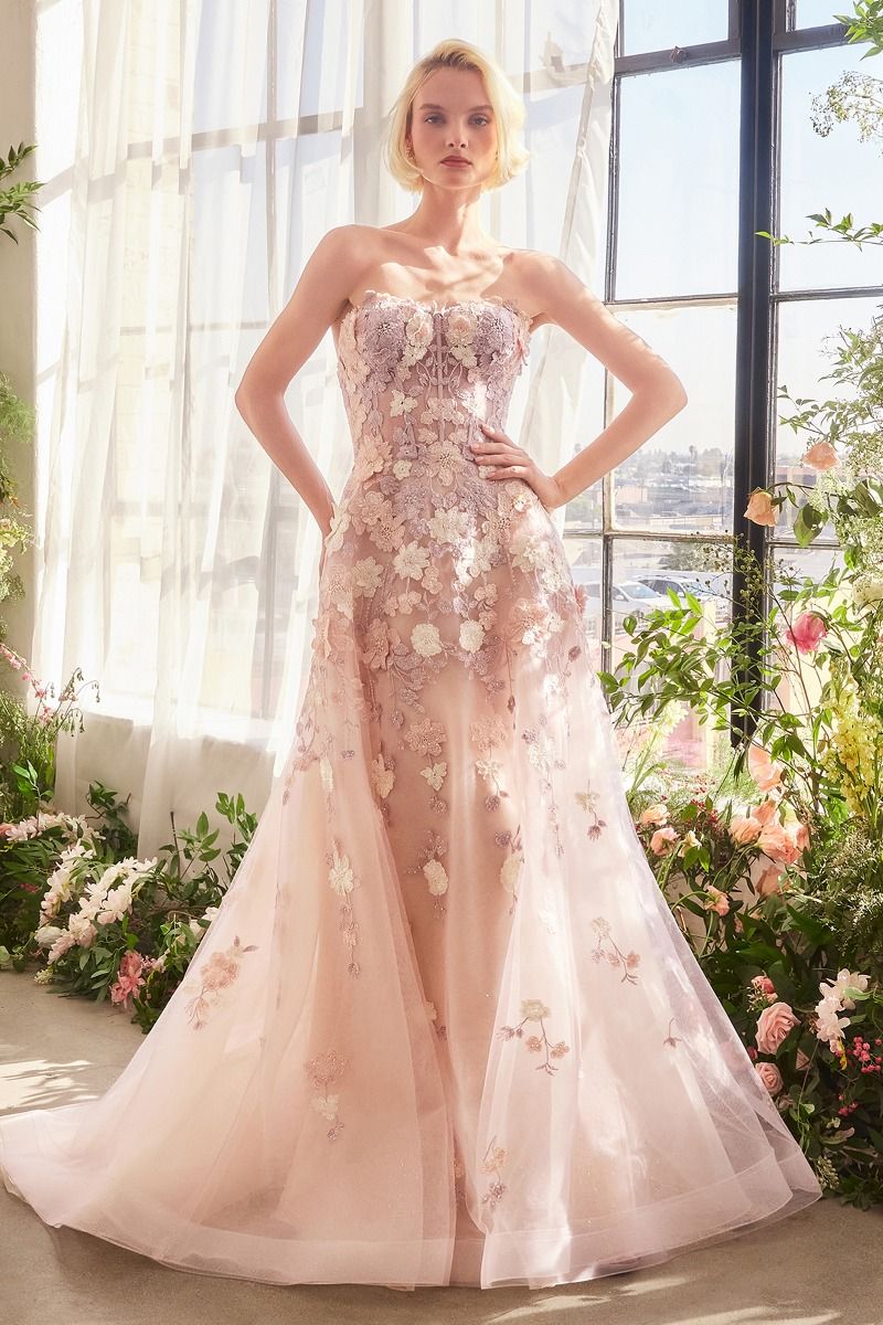Prom Dresses Long A Line Formal Floral Prom Dress Mauve
