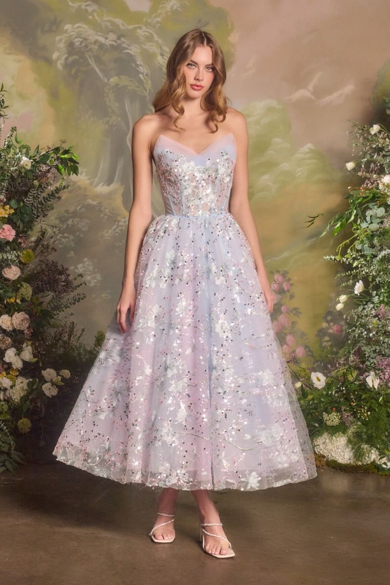 Cocktail Dress Short Corset Floral A Line Cocktail Dress LT Blue