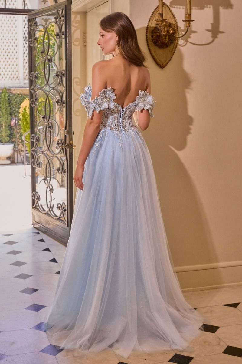 Strapless Curved Neck Floor-Length Tulle Prom A-Line Andrea & Leo A1512