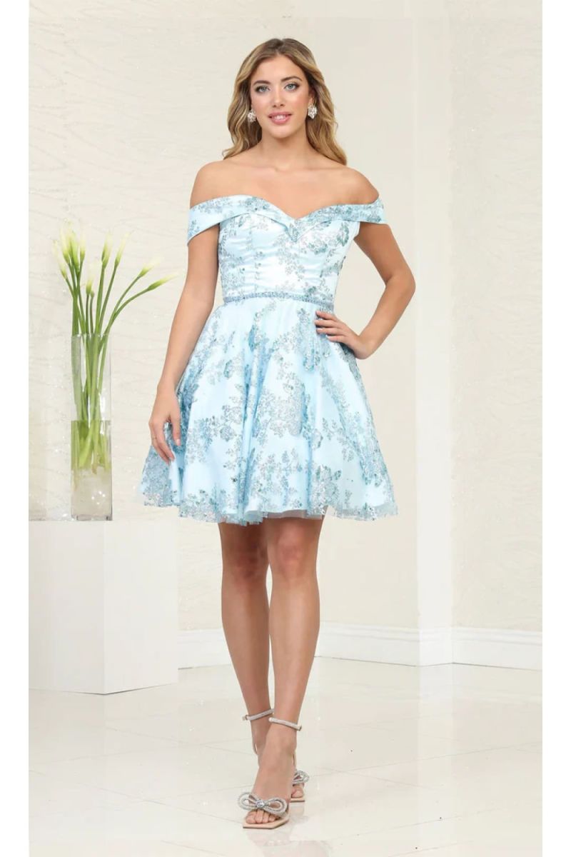 Off-the-Shoulder Mini/Short Satin Cocktail A-Line May Queen 1933