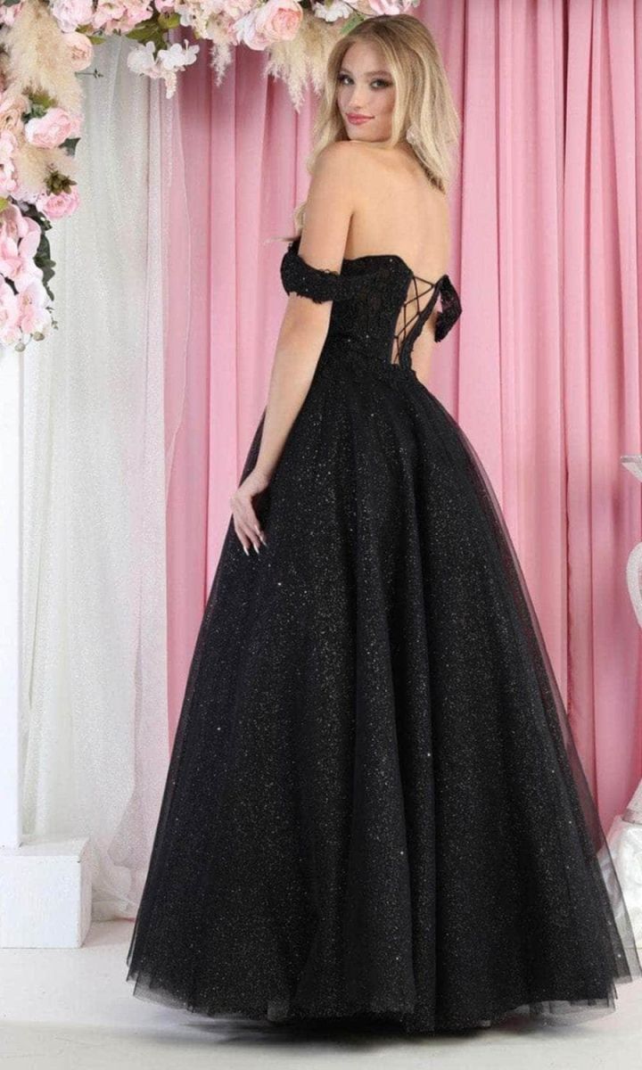 Off-the-Shoulder Floor-Length Tulle Prom Ball Gown May Queen LK194