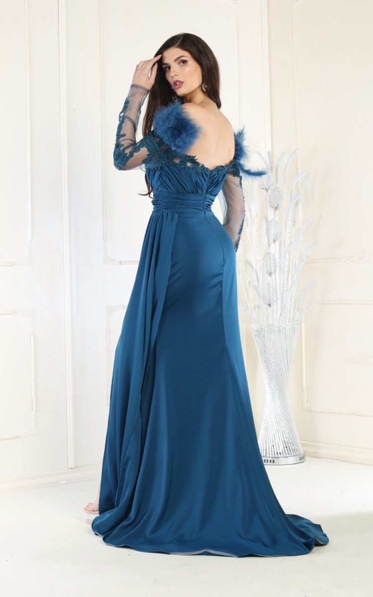 Off-the-Shoulder Floor-Length Satin Formal Mermaid May Queen RQ8002