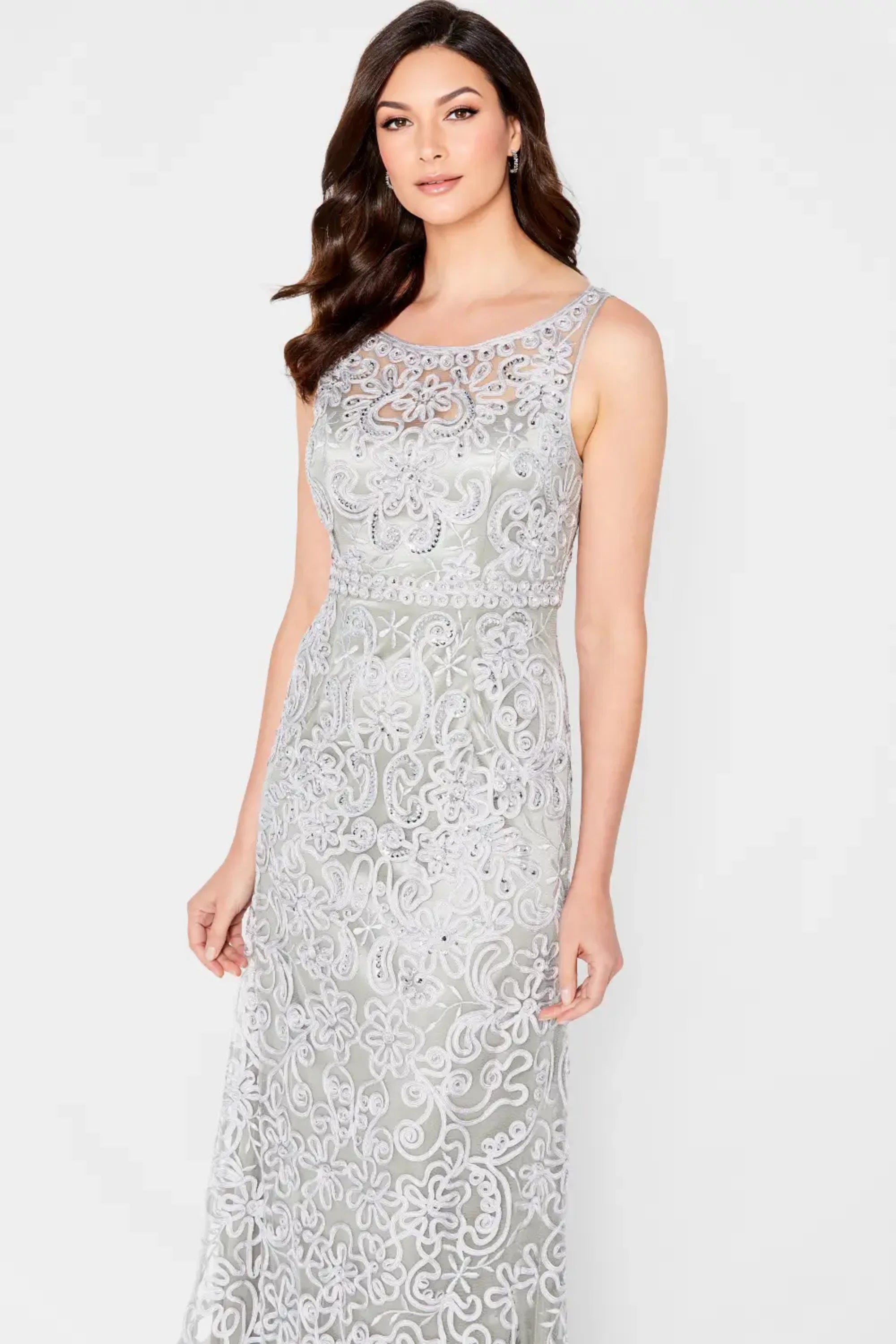 Formal Dresses A Line Beaded Formal Long Evening Gown Silver
