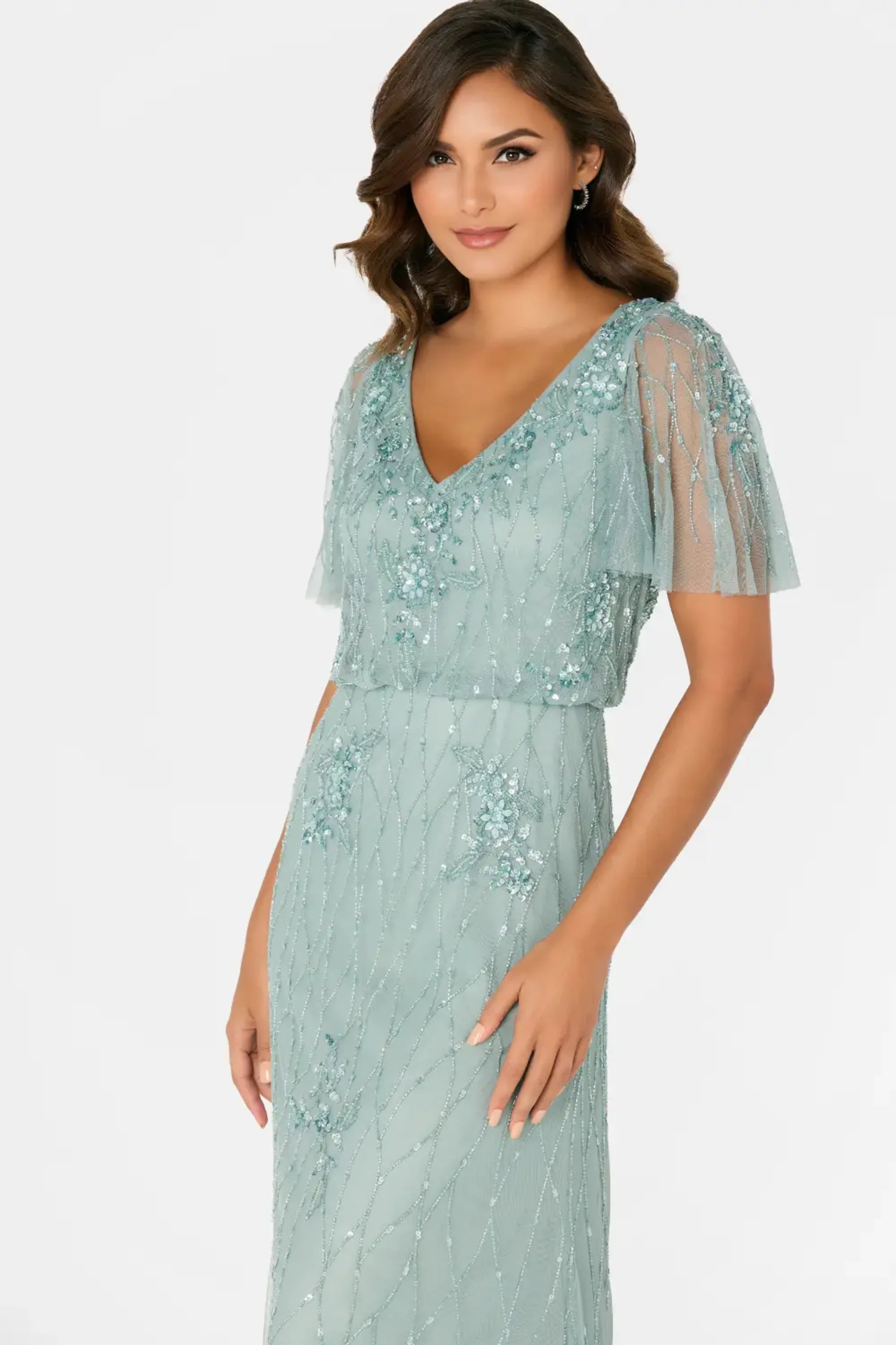 Mother of the Bride Dresses Beaded Sequin Mother of the Bride Formal Long Dress Sage