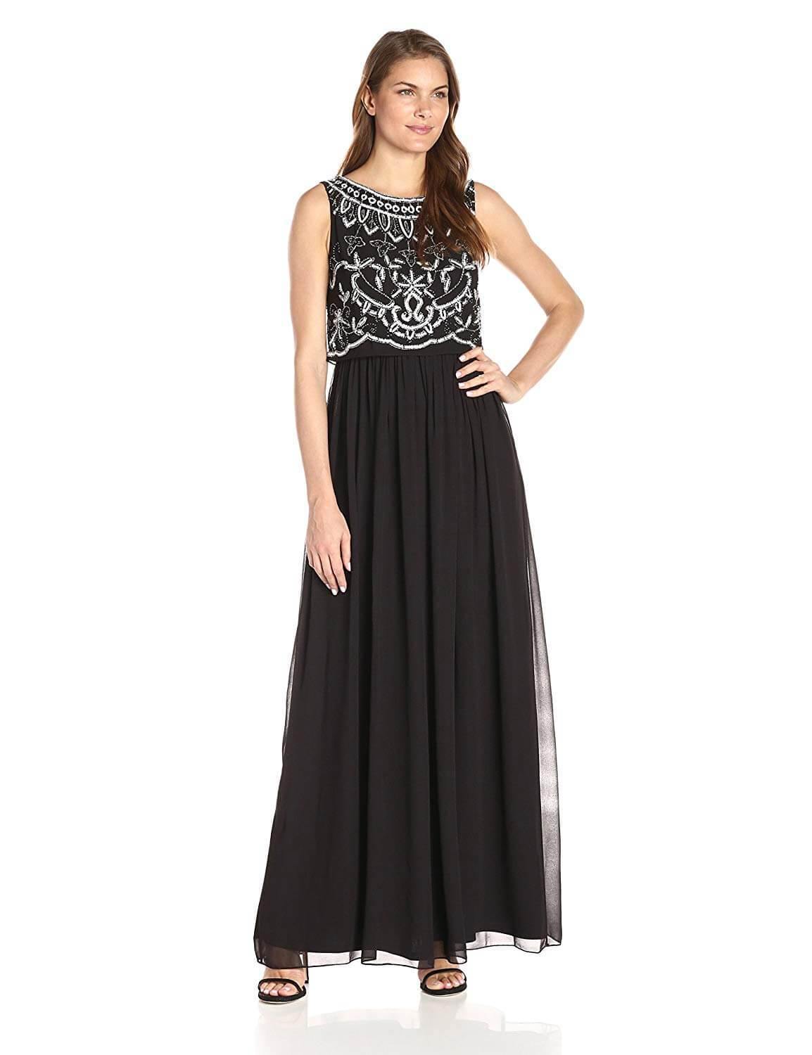 Adrianna Papell Long Formal Sleeveless Chiffon Dress - The Dress Outlet Adrianna Papell