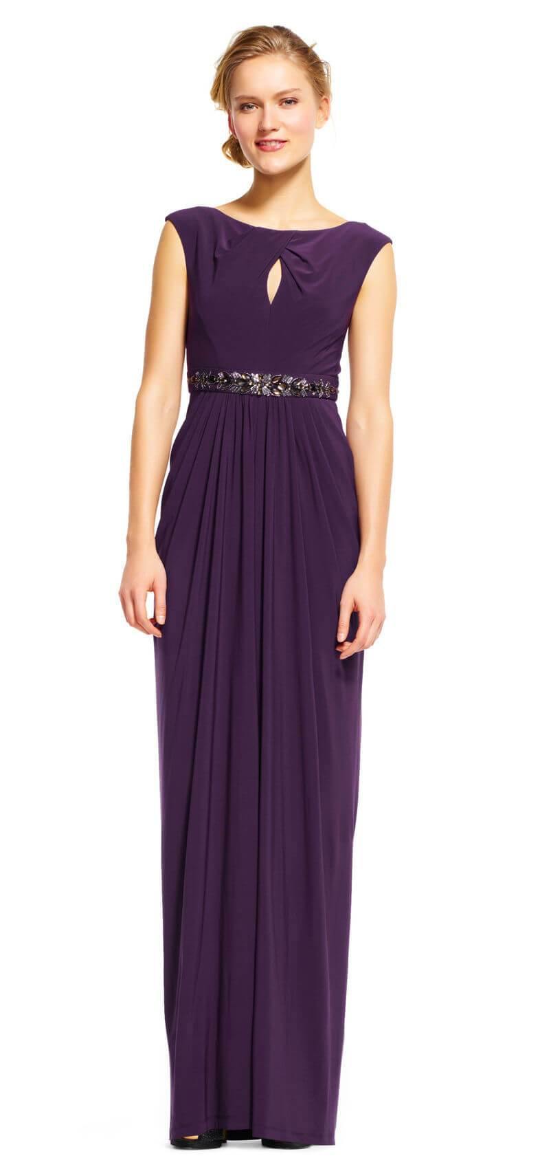Adrianna Papell AP1E201175 Long Formal Evening Party Dress Aubergine