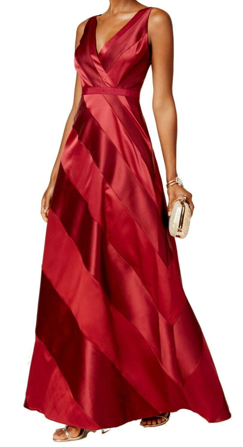 Adrianna Papell Banded Mikado Charmeuse Dress Cranberry - The Dress Outlet Adrianna Papell