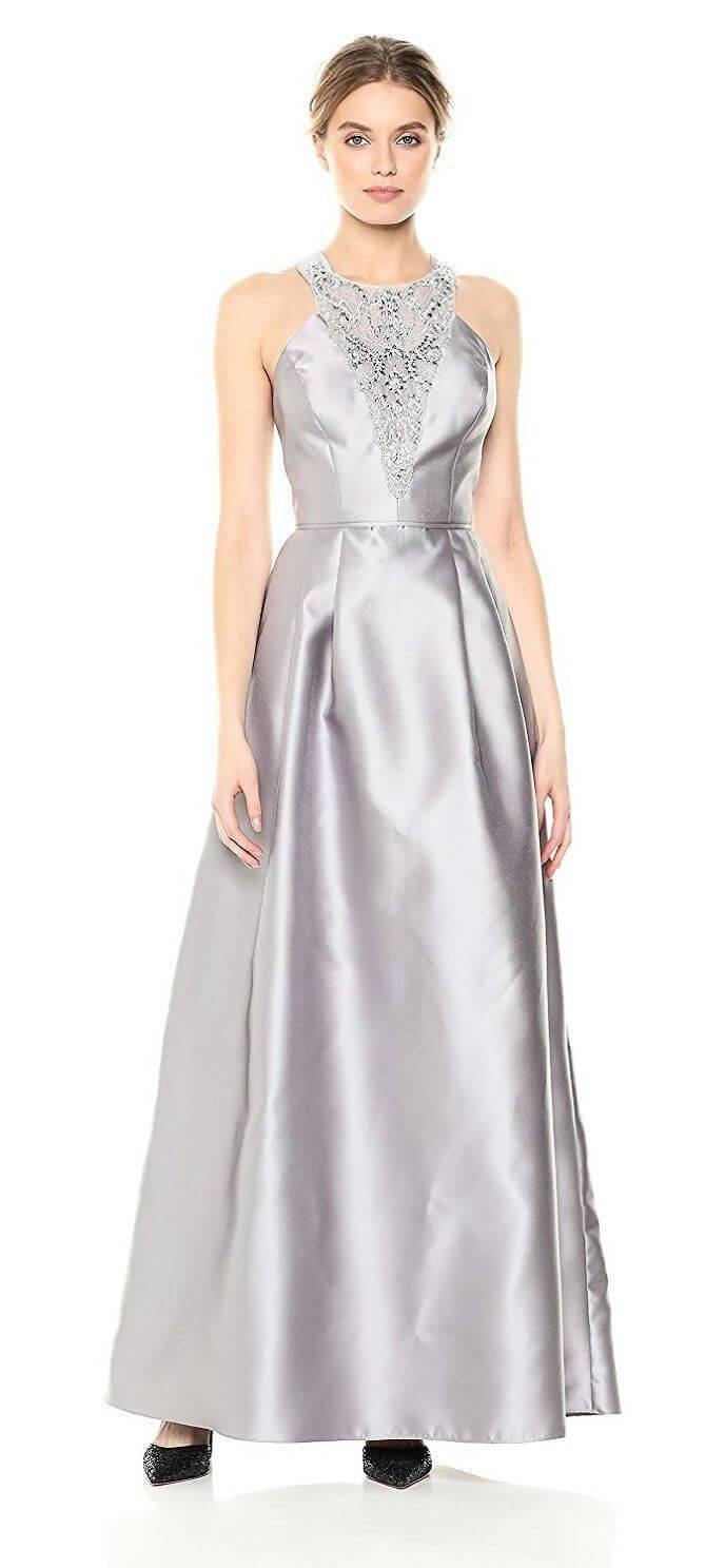 Adrianna Papell Long Formal Halter Prom Dress - The Dress Outlet Adrianna Papell