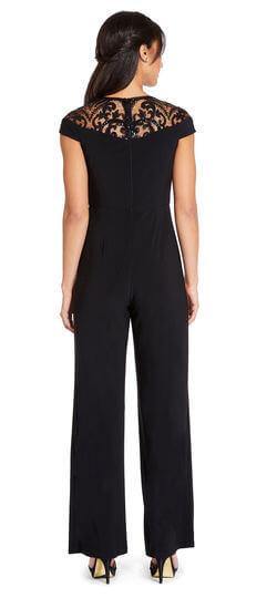 Adrianna Papell Short Sleeve Formal Beaded Pant Suit - The Dress Outlet Adrianna Papell