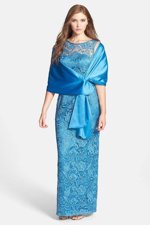 Adrianna Papell Long Mother of the Bride Lace Dress - The Dress Outlet Adrianna Papell
