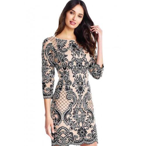 Aidan by Aidan Mattox Long Sleeve Bodycon Short Dress - The Dress Outlet