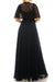 Aidan Mattox Long Formal Beaded Evening Cape Dress - The Dress Outlet