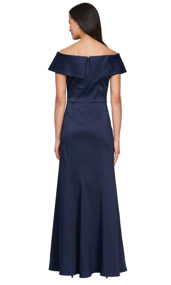Long Off the Shoulder Mikado Dress with Sash Waist Detail Alex Evenings 8138079