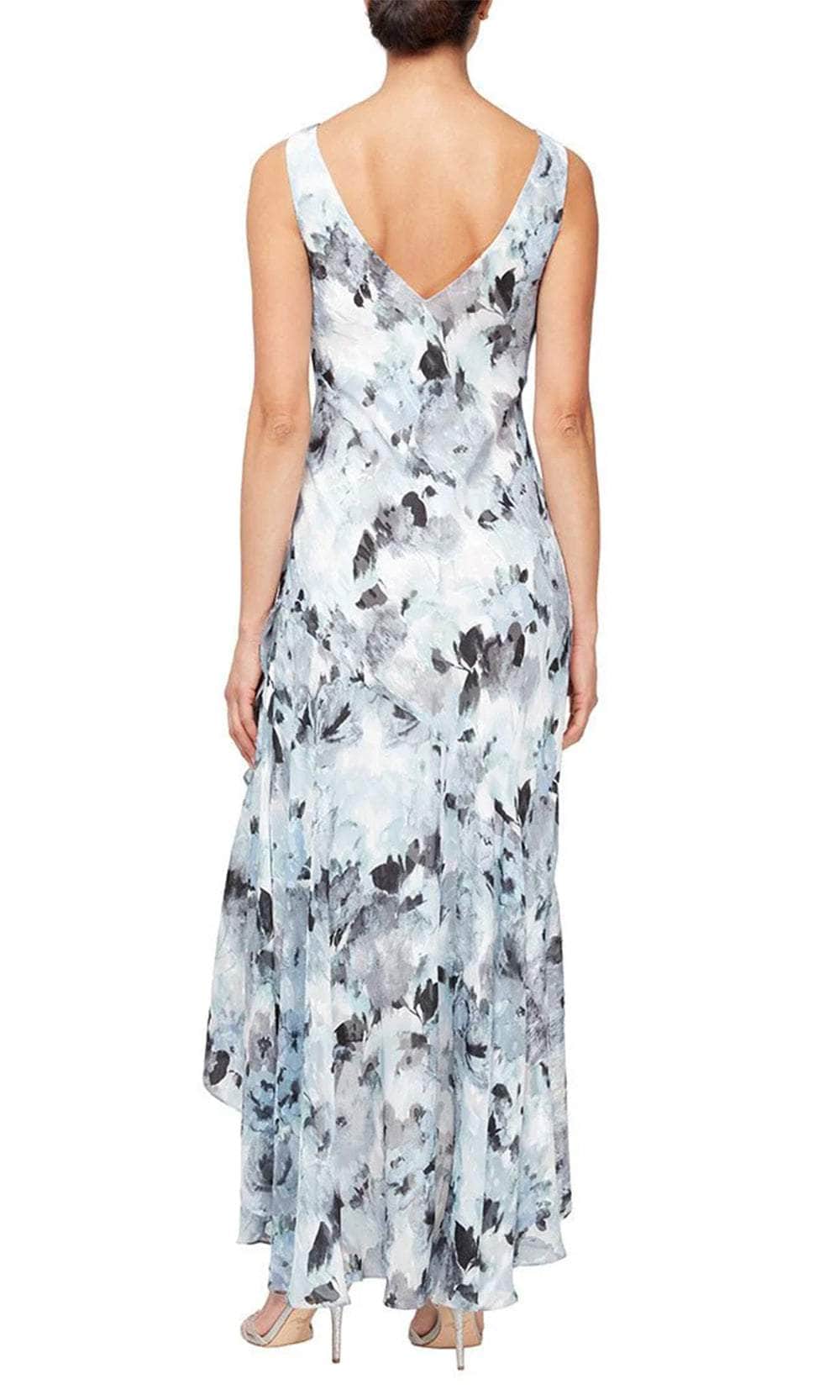 Long Printed V-Neck Dress Alex Evenings 8175936