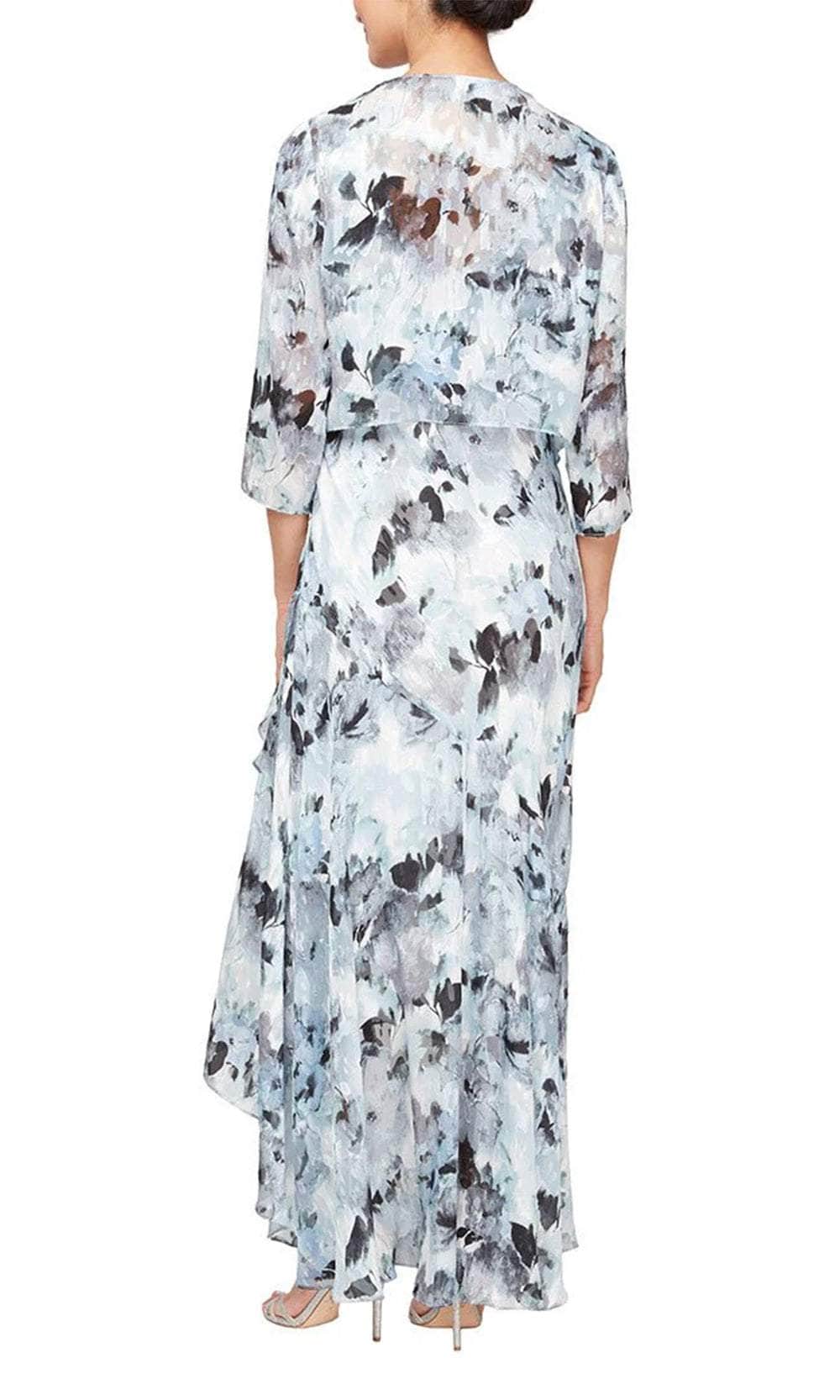 Long Printed V-Neck Dress Alex Evenings 8175936