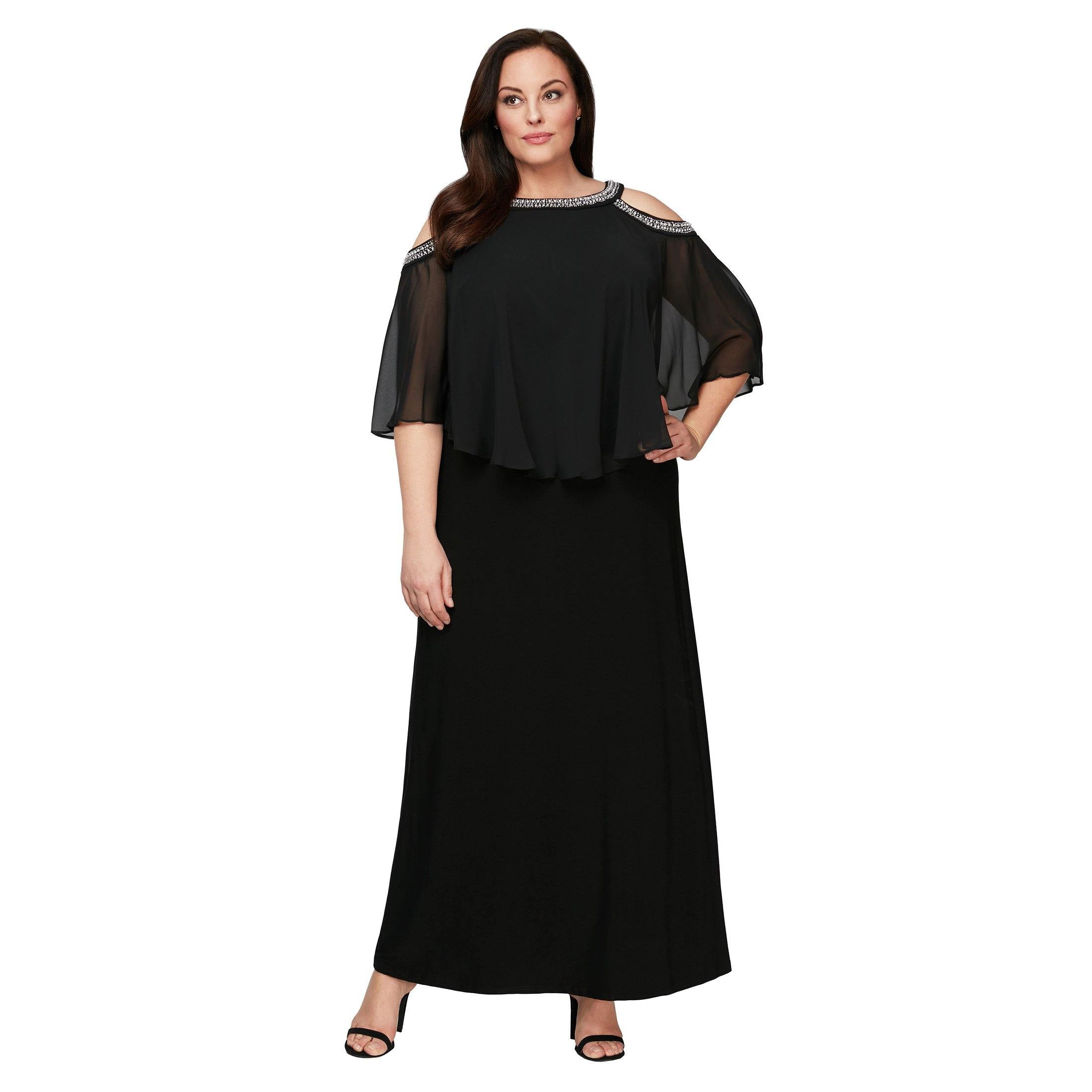 Alex Evenings Plus Size Long Capelet Dress 4351319 - The Dress Outlet