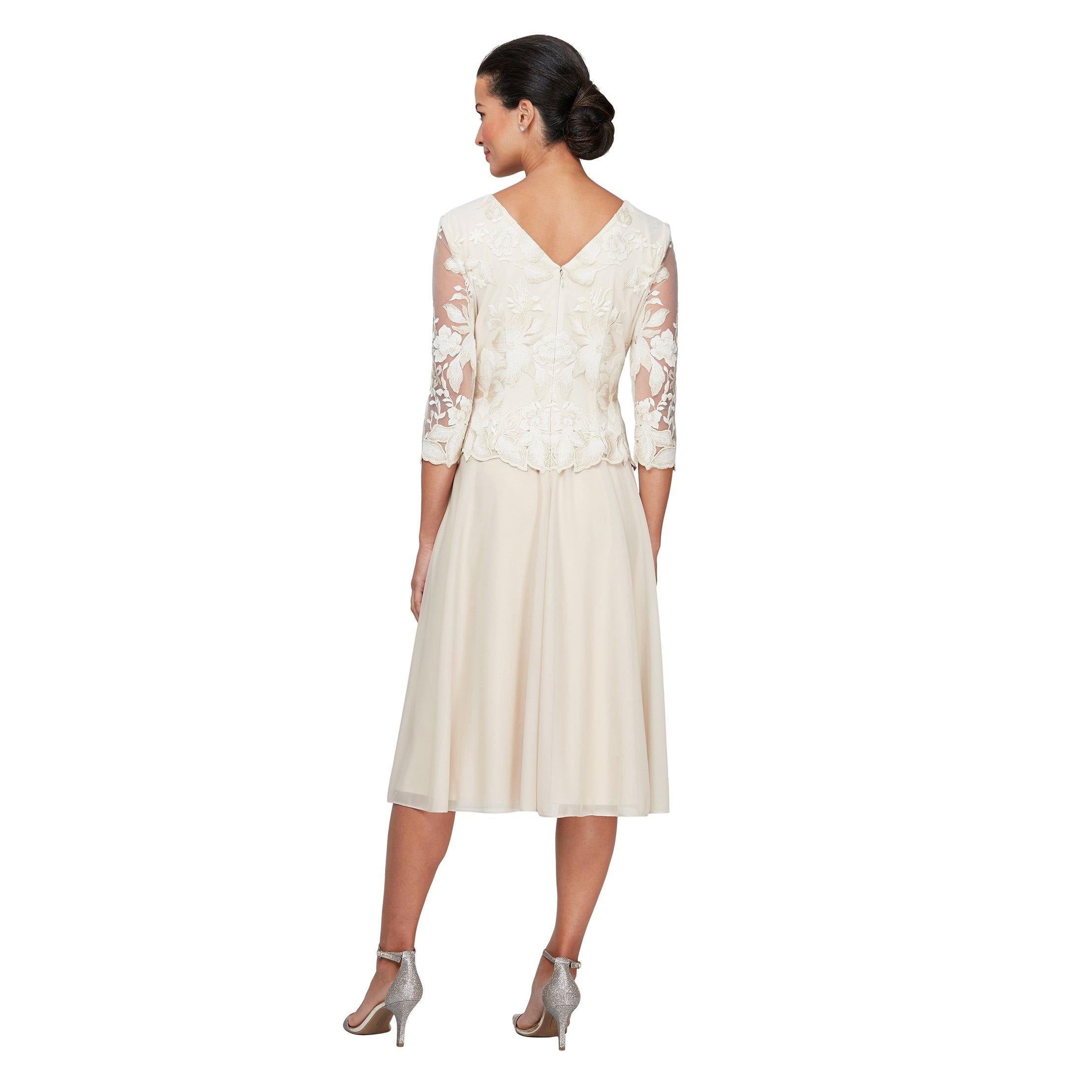 Alex Evenings Tea Length Formal Dress 81122420 - The Dress Outlet