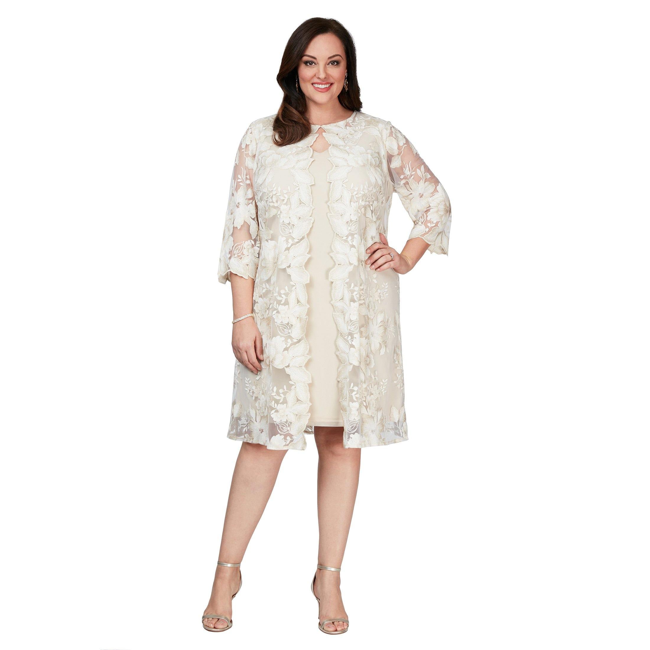 Alex Evenings Short Plus Size Floral Dress 84122337 - The Dress Outlet